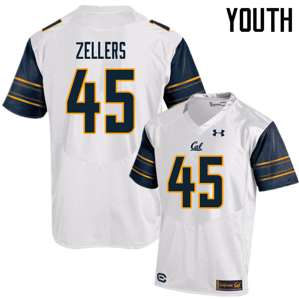 Youth #45 Slater Zellers Cal Bears UA College Football Jerseys Sale-White - Click Image to Close